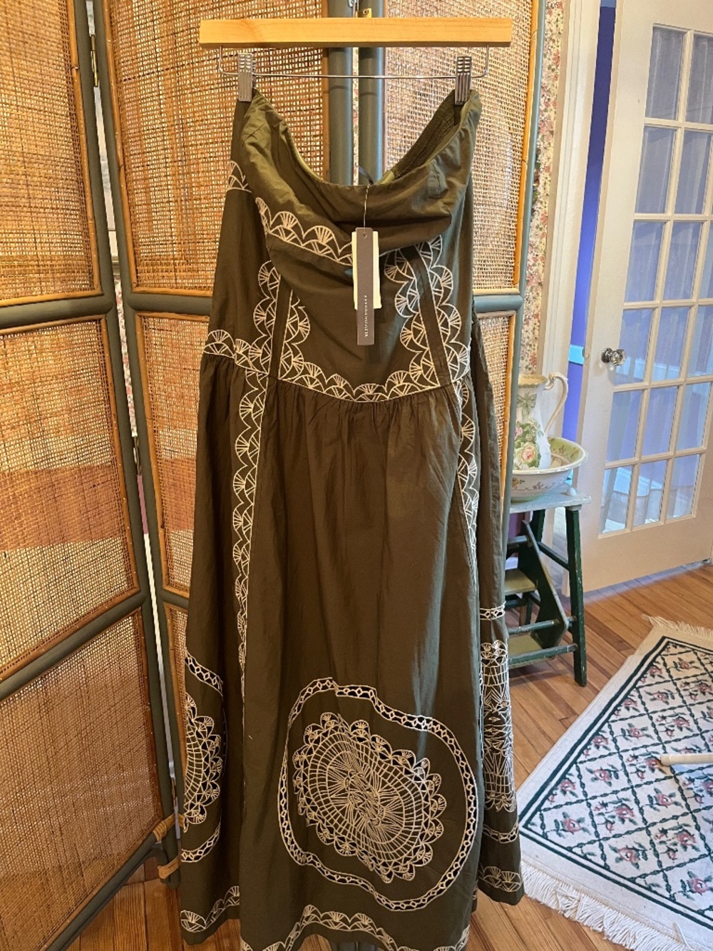 Anthropologie Strapless Drop-Waist Midi Dress